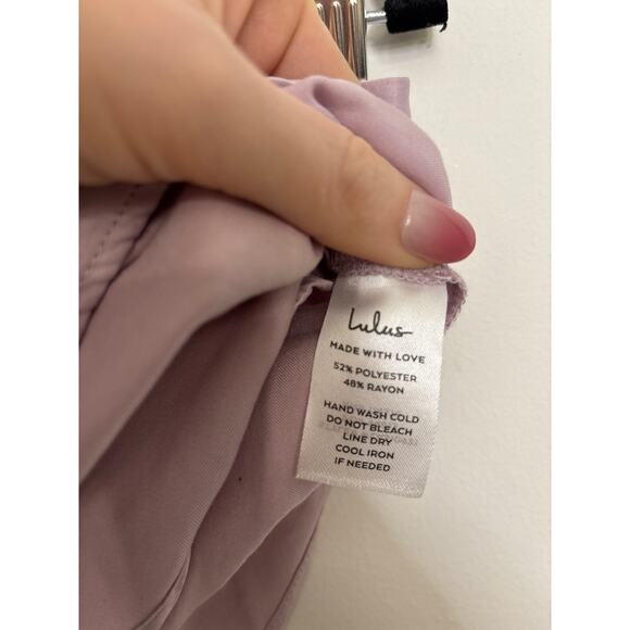 Lulus Top Womens Medium Cowl Neck Tie Back Halter Crop Lavender Handkerchief - Picture 4 of 5